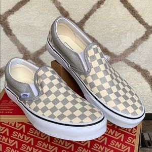 vans checkerboard silver